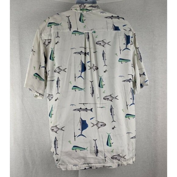 Columbia White Fishing Ocean Fish Button Down Shirt Size Medium - Picture 3 of 11
